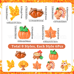 48Pcs 8 Styles Autumn Theme Resin Cabochons&nbsp;RESI-SC0036-38