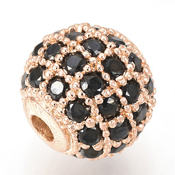 Brass Micro Pave Cubic Zirconia Beads&nbsp;ZIRC-Q013-10mm-143RG
