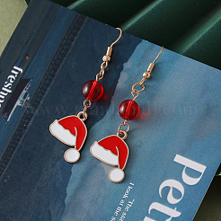 Christmas Hat Alloy Enamel Dangle Earrings&nbsp;FS-WGE4D34-01