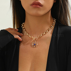Alloy Capri Blue Rhinestone Sun with Star Pendant Necklaces wtih OT Clasps for Women&nbsp;WGE6492-01