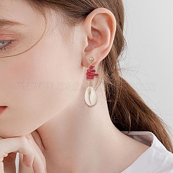 Dyed Chips Synthetic Coral Stud Earrings&nbsp;EJEW-TA00203