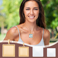 DIY Blank Square Pendant Making Kit&nbsp;DIY-UN0005-44