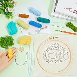 DIY Coaster Punch Needle Embroidery Starter Kits for Beginners&nbsp;DIY-WH20095-003A