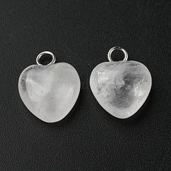 Natural Quartz Crystal Heart Charms&nbsp;G-G998-B01