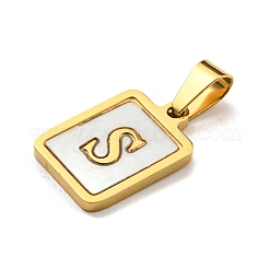 PVD Vacuum Plating 304 Stainless Steel Pave Natural White Shell Pendants&nbsp;LS-STAS-S130-03G-S