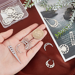 16Pcs 8 Style 201 Stainless Steel Pendant Links&nbsp;STAS-SC0003-55