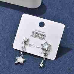 Star Brass Clear Cubic Zirconia Stud Earrings&nbsp;EJEW-D301-01P