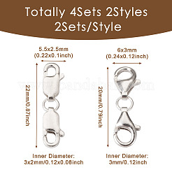 4 Sets 2 Styles Double 925 Sterling Silver Lobster Claw Clasps&nbsp;FIND-TA0002-22