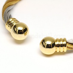 Trendy 304 Stainless Steel Torque Cuff Bangles&nbsp;BJEW-N225-67GP