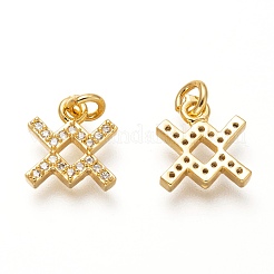Brass Micro Pave Clear Cubic Zirconia Pendants&nbsp;X-ZIRC-P081-G01-RS