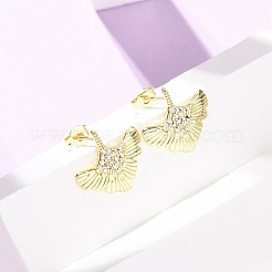 Brass Micro Pave Clear Cubic Zirconia Stud Earrings&nbsp;EJEW-D351-10G