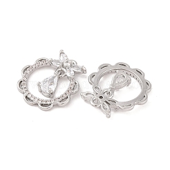 Brass Micro Pave Clear Cubic Zirconia Pendants&nbsp;KK-S389-08P
