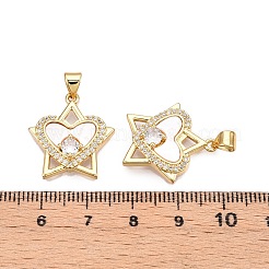 Brass Micro Pave Clear Cubic Zirconia Pendants&nbsp;KK-N254-196G