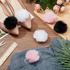 6Pcs 3 Colors Polyester Plush Pompom Ball Brooch&nbsp;JEWB-NB0001-24A