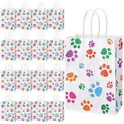 Rectangle with Paw Print Pattern Paper Storage Bags with Handle&nbsp;ABAG-WH0046-38A