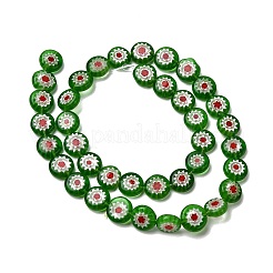 Handmade Millefiori Glass Flat Round Bead Strands&nbsp;LK-P011-24