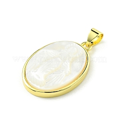 Rack Plating Brass Pave Natural Shell Pendants&nbsp;KK-A204-01C-02G