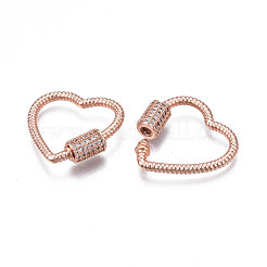 Brass Micro Pave Clear Cubic Zirconia Screw Carabiner Lock Charms&nbsp;ZIRC-T004-99RG
