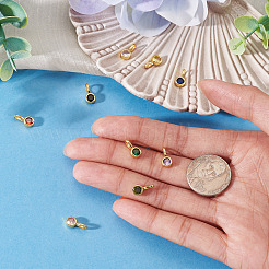 9Pcs 9 Colors Flat Round Brass Micro Pave Cubic Zirconia Charms&nbsp;KK-TA0008-30