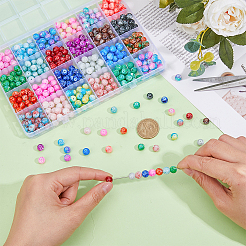 480Pcs 24 Colors Drawbench Glass Round Beads&nbsp;GLAD-DC0001-01