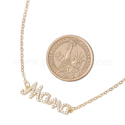 Word Mama Brass Micro Pave Clear Cubic Zirconia Pendant Cable Chain Necklaces for Women&nbsp;NJEW-TA00193