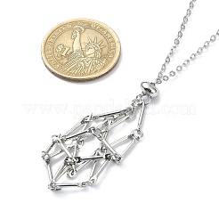 2Pcs 2 Color Brass Bar Link Chains Macrame Pouch Empty Stone Holder for Pendant Necklaces Making&nbsp;NJEW-JN04466-03