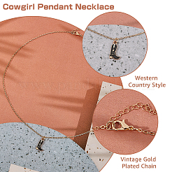 4Pcs 4 Styles Cowboy Theme Hat & Shoes Alloy Enamel Pendant Necklaces Set for Women&nbsp;NJEW-FI0001-10
