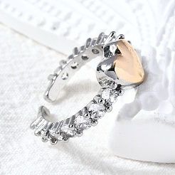 Brass Micro Pave Cubic Zirconia Cuff Rings&nbsp;RJEW-D313-02PG