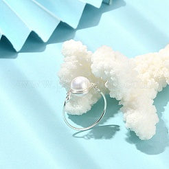 Natural Pearl Braided Bead Finger Ring&nbsp;RJEW-JR00586-02