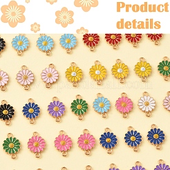 40Pcs 10 Colors Zinc Alloy Enamel Sunflower Connector Charms&nbsp;ENAM-FS0002-43