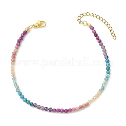Natural Rhodonite & Amethyst & Apatite & Ruby & Sunstone Faceted Round Beaded Anklets for Women&nbsp;AJEW-AN00811