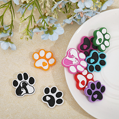9Pcs 9 Style Dog Paw Print Food Grade Eco-Friendly Silicone Focal Beads&nbsp;SIL-CA0002-80
