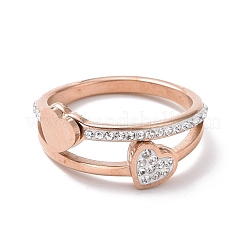 Crystal Rhinestone Heart Finger Ring&nbsp;RJEW-D120-03RG