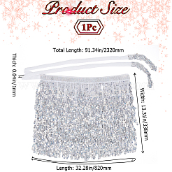 Polyester with Glitter Waist Belt with Curb Chains&nbsp;AJEW-WH0166-70A
