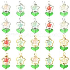 10Pcs 5 Colors Flower Glass Pendants&nbsp;PALLOY-FS00077