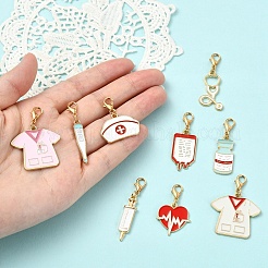 9Pcs 9 Styles Medical Theme Alloy Enamel Pendant Decorations&nbsp;HJEW-YW00567