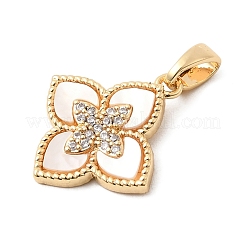 Natural Shell & Clear Cubic Zirconia Pendants&nbsp;KK-G553-13G