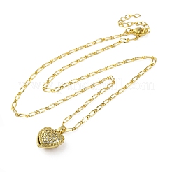 Brass Clear Cubic Zirconia Heart Pendant Necklaces for Women&nbsp;LS-NJEW-R100-01G
