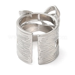 Brass Micro Pave Cubic Zirconia Bowknot Open Cuff Wide Rings for Women&nbsp;RJEW-B057-03P