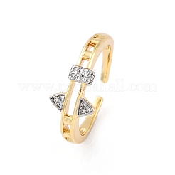 Brass Micro Pave Clear Cubic Zirconia Cuff Finger Rings for Women&nbsp;RJEW-C116-02G