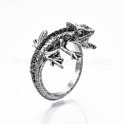 Alloy Lizard Open Cuff Ring for Women&nbsp;RJEW-T009-46AS