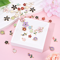 40Pcs 5 Styles Random Color Alloy Enamel Charms&nbsp;ENAM-YW0004-79B