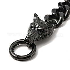 304 Stainless Steel Curb Chain Bracelet with Wolf Clasp for Men Women&nbsp;BJEW-E009-17EB