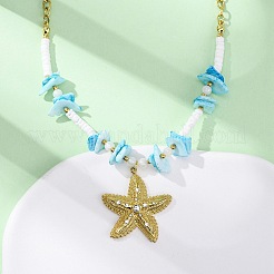 Starfish 304 Stainless Steel Pendant Necklaces&nbsp;NJEW-L465-05G