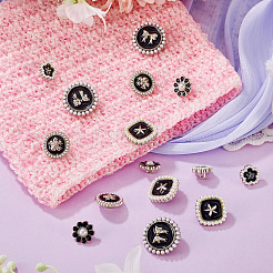 15Pcs 5 Styles 1-Hole Alloy Enamel Shank Buttons&nbsp;BUTT-TA0001-47B
