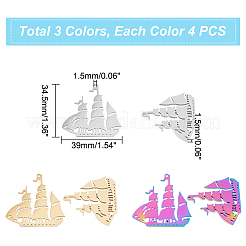 12Pcs 3 Colors 304 Stainless Steel Pendant&nbsp;STAS-DC0012-37