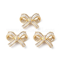 Bowknot Rack Plating Brass Micro Pave Clear Cubic Zirconia Connector Charms&nbsp;KK-E003-26G