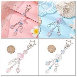 4Pcs 2 Colors Jellyfish Glass Pendant Decorations&nbsp;HJEW-SP0001-17