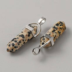 Natural Dalmatian Jasper Double Terminal Pointed Pendants&nbsp;G-WH0016-37I