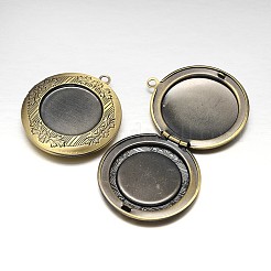 Rack Plating Brass Locket Pendant Cabochon Settings&nbsp;KK-N0096-06AB-FF